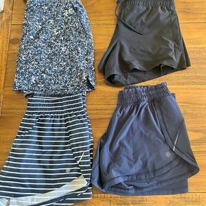 Athleta Shorts and Skort Bundle in Navy, Black and Pattern - Size Small